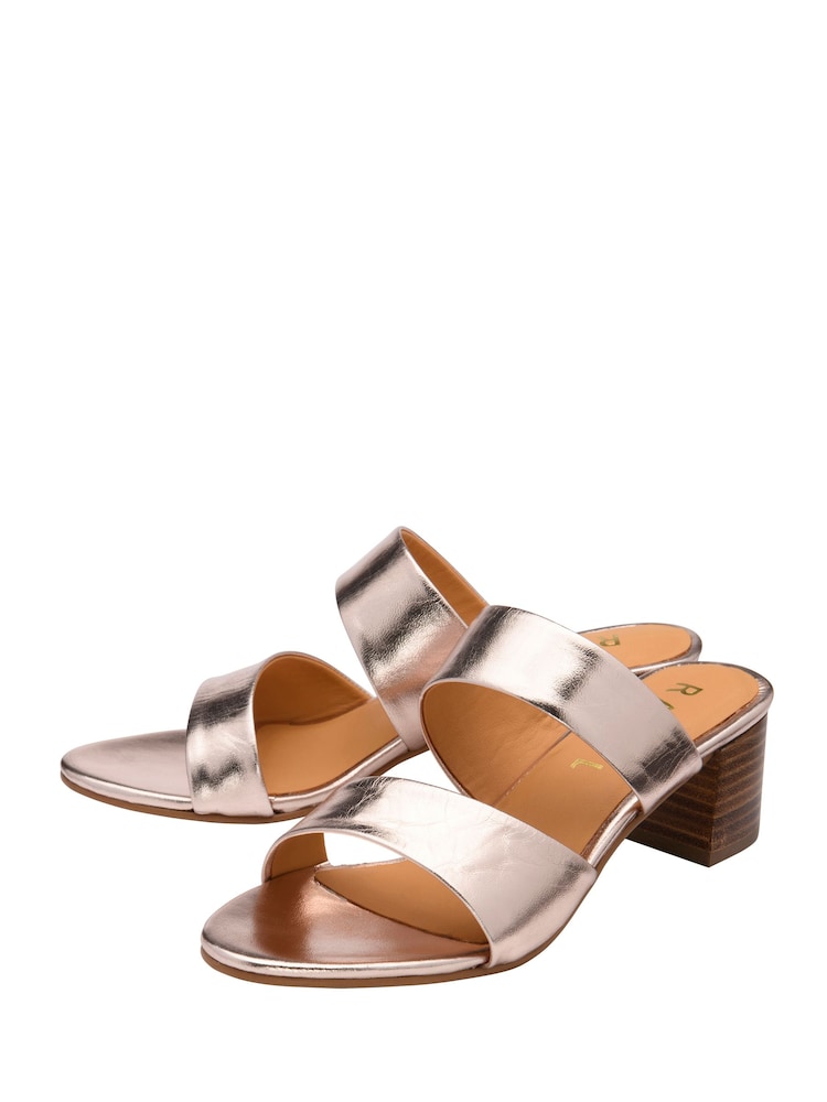 Ravel Gold Leather Mule Sandals - Image 2 of 4 Ravel Gold Leather Mule Sandals - Image 2 of 4