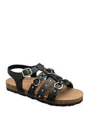 Ravel Black Leather Gladiator Sandals - Image 1 of 4