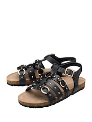 Ravel Black Leather Gladiator Sandals - Image 2 of 4