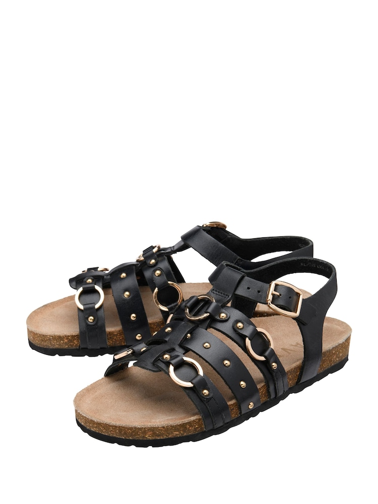 Ravel Black Leather Gladiator Sandals - Image 2 of 4