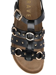 Ravel Black Leather Gladiator Sandals - Image 4 of 4