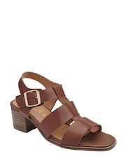 Ravel Brown Leather Heeled Sandals - Image 1 of 4