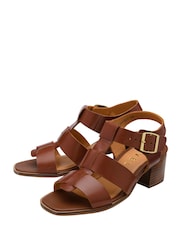 Ravel Brown Leather Heeled Sandals - Image 2 of 4