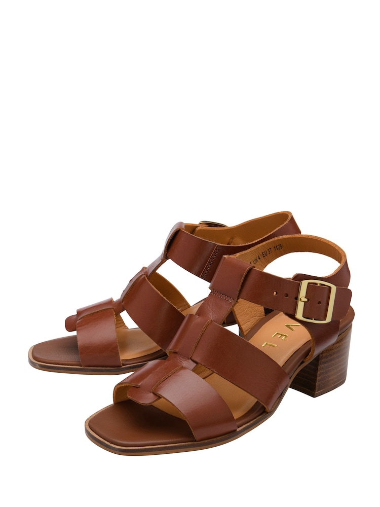 Ravel Brown Leather Heeled Sandals - Image 2 of 4