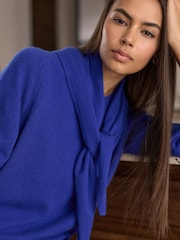金屬藍 - N.Premium Cashmere Wool Triangle Scarf - 圖片 1，共 8