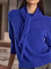 金屬藍 - N.Premium Cashmere Wool Triangle Scarf - 圖片 5，共 8