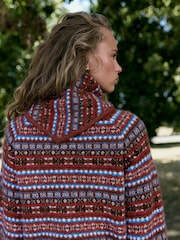 Brown Multi Fairisle Triangle Knitted Scarf With Wool - Image 4 of 7