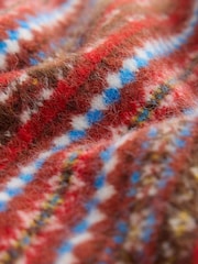 Brown Multi Fairisle Triangle Knitted Scarf With Wool - Image 6 of 7