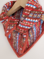 Brown Multi Fairisle Triangle Knitted Scarf With Wool - Image 7 of 7