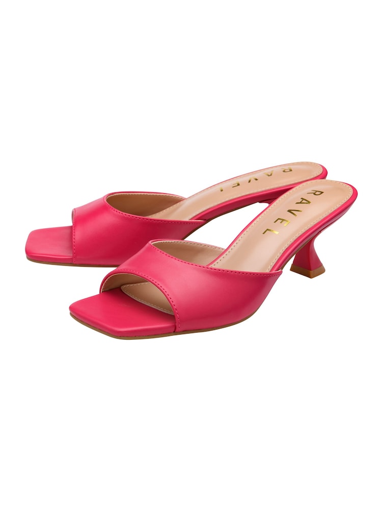 Ravel Pink Heeled Mule Sandals - Image 2 of 4 Ravel Pink Heeled Mule Sandals - Image 2 of 4