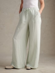 U.S. Polo Assn Green Linen Stripe Drawstring Wide Leg Trousers - Image 1 of 7