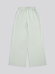 U.S. Polo Assn Green Linen Stripe Drawstring Wide Leg Trousers - Image 6 of 7