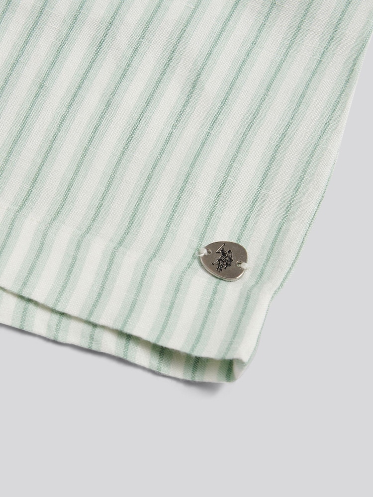 U.S. Polo Assn Green Linen Blend Stripe Boxer Shorts - Image 7 of 7