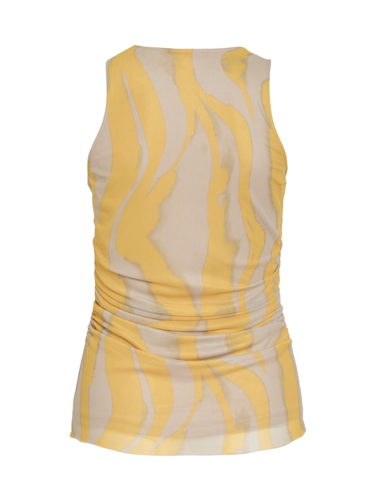 Rouge Edit Yellow Mesh Patterned Sleeveless V-Neck Vest - Image 6 of 6 Rouge Edit Yellow Mesh Patterned Sleeveless V-Neck Vest - Image 6 of 6
