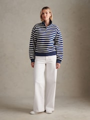 U.S. Polo Assn Blue Funnel Neck Stripe Sweatshirt - Image 3 of 8