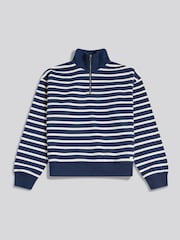 U.S. Polo Assn Blue Funnel Neck Stripe Sweatshirt - Image 6 of 8