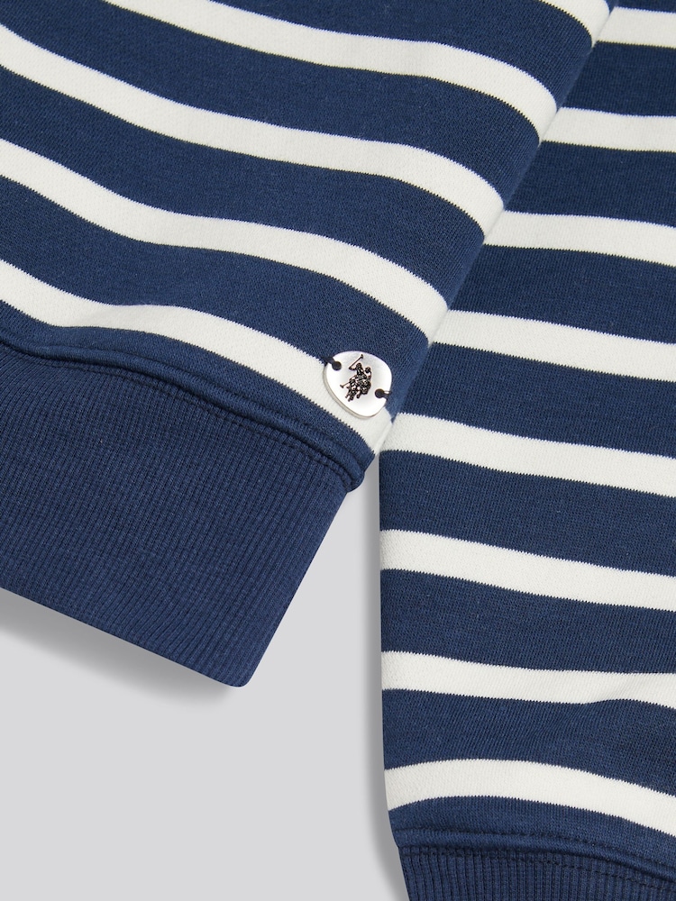 U.S. Polo Assn Blue Funnel Neck Stripe Sweatshirt - Image 8 of 8