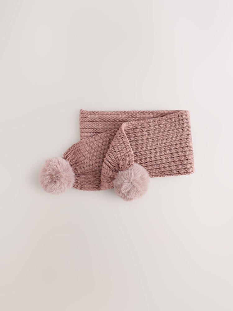 Mink Brown Rib Pom Scarf (3-16yrs) - Image 1 of 3 Mink Brown Rib Pom Scarf (3-16yrs) - Image 1 of 3