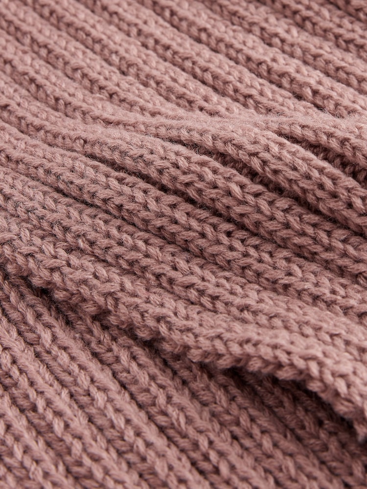 Mink Brown Rib Pom Scarf (3-16yrs) - Image 2 of 3 Mink Brown Rib Pom Scarf (3-16yrs) - Image 2 of 3