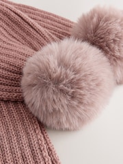 Mink Brown Rib Pom Scarf (3-16yrs) - Image 3 of 3