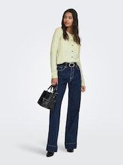 JDY Green Knitted Button Down Short Cardigan - Image 3 of 5