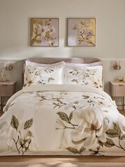 Lipsy Cream Serene Blossom 200 Thread Count Cotton Sateen Bedset - Image 1 of 5