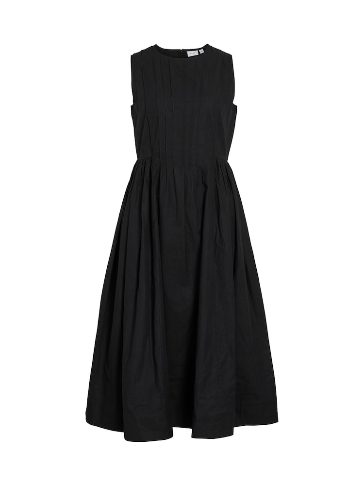 VILA Black Midi Poplin Dress - Image 2 of 3