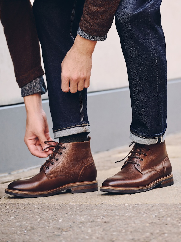 Tan Brown Leather Boots - Image 1 of 4