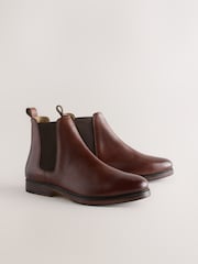 Tan Brown Leather Chelsea Boots - Image 3 of 7