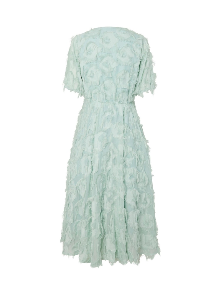 Y.A.S Green Textured V-Neck Midi Dress - Image 3 of 3 Y.A.S Green Textured V-Neck Midi Dress - Image 3 of 3