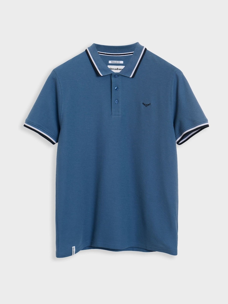 Threadbare Blue Herringbone Tipping Detail Pique Polo Shirts 3 Pack - Image 2 of 4 Threadbare Blue Herringbone Tipping Detail Pique Polo Shirts 3 Pack - Image 2 of 4