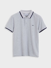 Threadbare Blue Herringbone Tipping Detail Pique Polo Shirts 3 Pack - Image 3 of 4