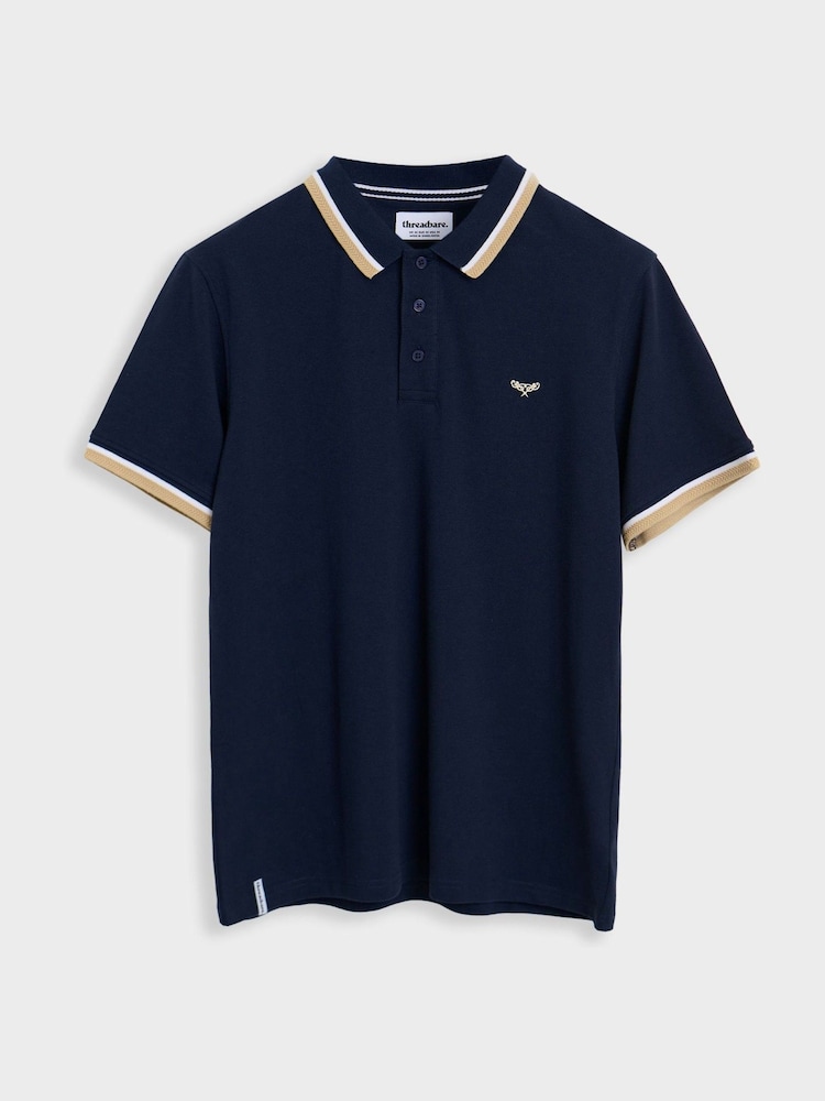Threadbare Blue Herringbone Tipping Detail Pique Polo Shirts 3 Pack - Image 4 of 4 Threadbare Blue Herringbone Tipping Detail Pique Polo Shirts 3 Pack - Image 4 of 4