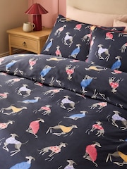 Navy Whippet Dog Reversible Duvet Cover and Pillowcase Set - Image 2 of 4