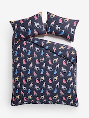 Navy Whippet Dog Reversible Duvet Cover and Pillowcase Set - Image 4 of 4