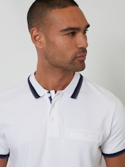 Threadbare White Jetted Pocket Cotton Interlock Polo Shirt - Image 5 of 5