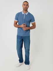 Threadbare White Pique Tipping Collar Quarter Zip Polo Shirts 3 Pack - Image 4 of 5