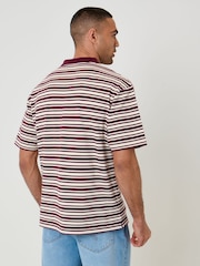 Threadbare Red Relaxed Fit Stripe Polo Shirt - Image 2 of 5
