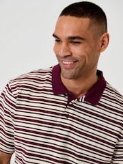 Threadbare Red Relaxed Fit Stripe Polo Shirt - Image 4 of 5