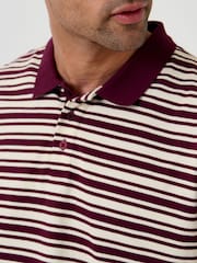 Threadbare Red Relaxed Fit Stripe Polo Shirt - Image 5 of 5