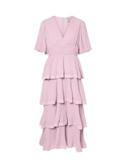 فستان ماكسي بكشكشة وكم قصير من Y.A.S - Image 1 of 1