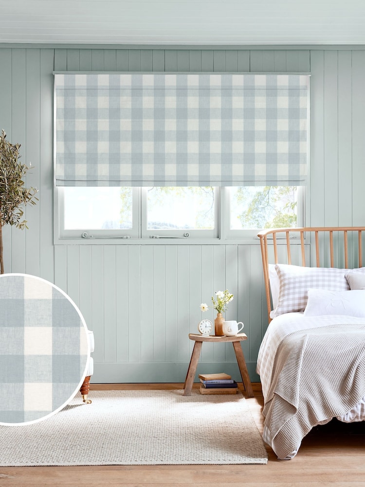 Sophie Allport Pale Blue Gingham Made to Roman Measure - Image 1 of 6
