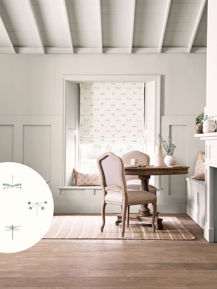 Sophie Allport White Stripe Water Colour Dragonfly Made to Roman Measure Curtains - Image 1 of 6 Sophie Allport White Stripe Water Colour Dragonfly Made to Roman Measure Curtains - Image 1 of 6