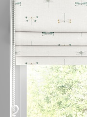 Sophie Allport White Stripe Water Colour Dragonfly Made to Roman Measure Curtains - Image 2 of 6