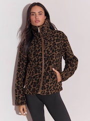 Lipsy Brown Print Zip Up Fleece - Image 1 of 6