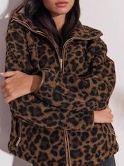Lipsy Brown Print Zip Up Fleece - Image 2 of 6