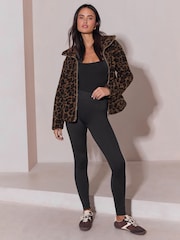 Lipsy Brown Print Zip Up Fleece - Image 4 of 6