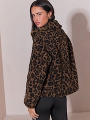 Lipsy Brown Print Zip Up Fleece - Image 6 of 6