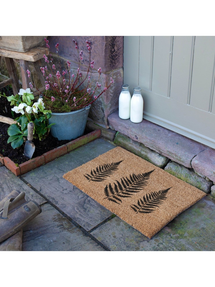 Artsy Mats Natural Black Fern Leaf Doormat - Image 2 of 13