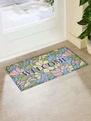 Artsy Mats Multi Welcome Pastel Flowers Doormat - Image 1 of 2